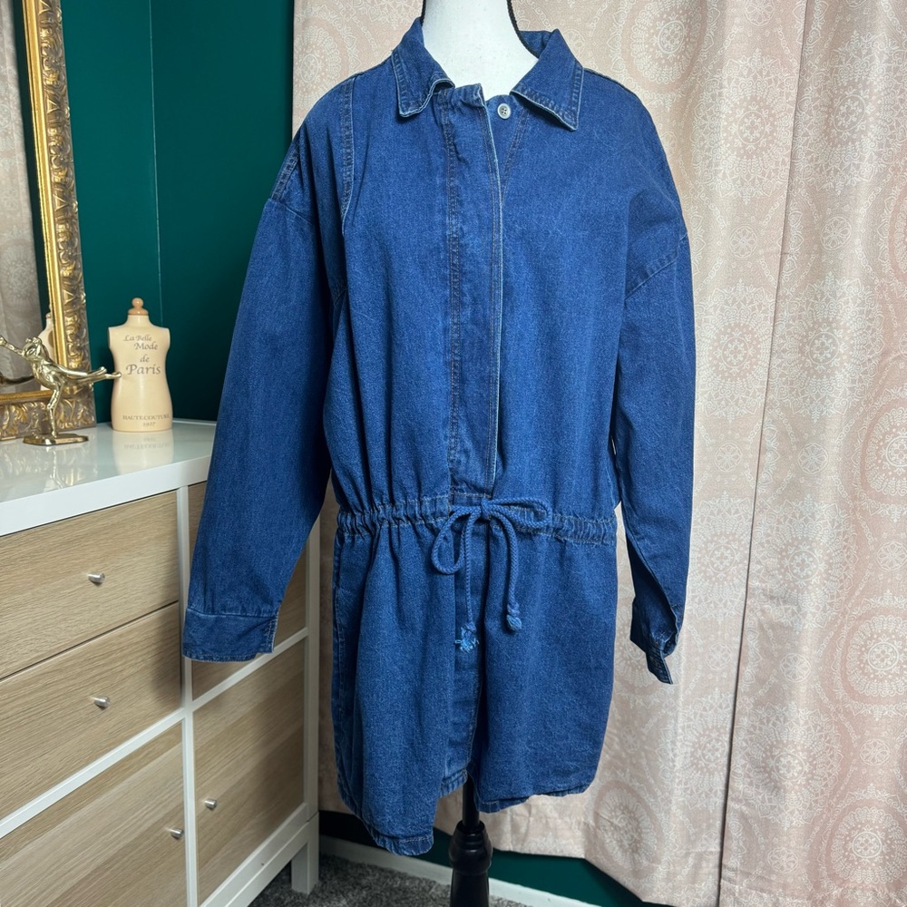 Avon Vintage Blue Denim Long-Sleeve Barn Coat Jacket 100% Cotton Sz Large